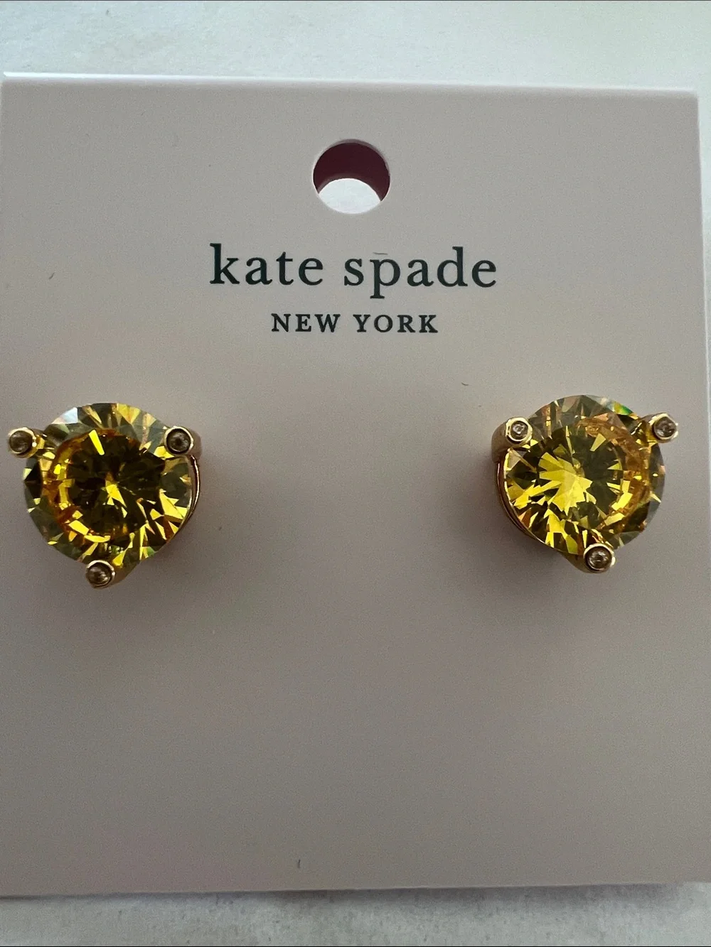 Kate Spade rise & shine golden yellow  stud earrings large 0.43”